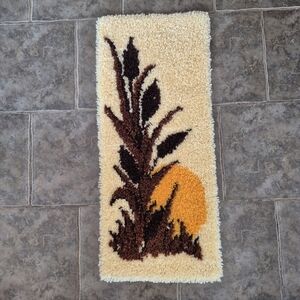 Cattails And Sunset Hook Rug Wall Art